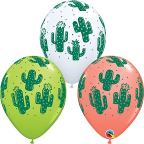 Luftballons mit grünen Kakteen, 5 Stück