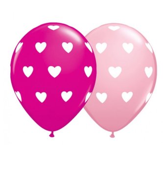 Pinke Luftballons mit Herzendruck