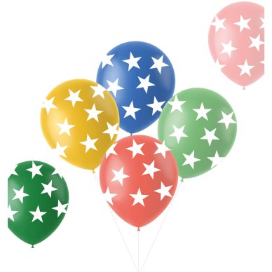 Metallic Ballons mit Sternen, 6 Stück