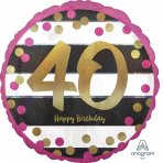 Ballon zum 40. Geburtstag gold/pink