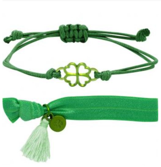 Armband Set - Kleeblatt grün