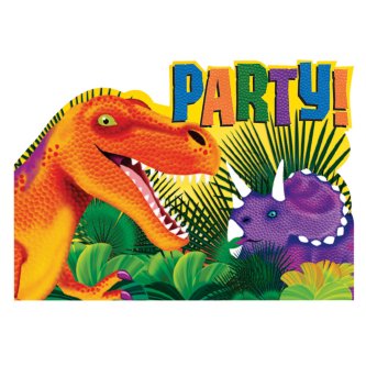Dino Einladungskarten, 8 Stück