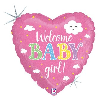 Baby Welcome Girl Herz, Ballon