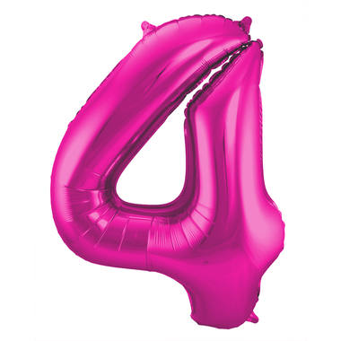 Magenta Folienballon Zahl 4 - Maße: 86 cm
