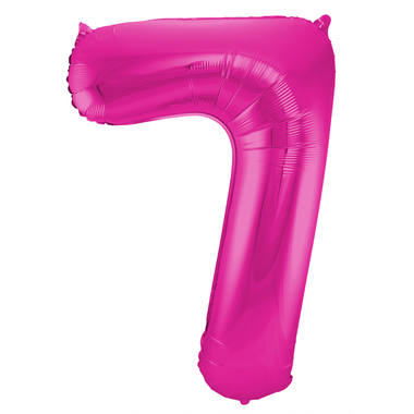 Magenta Folienballon Zahl 7 - Maße: 86 cm