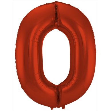 Folienballon Zahl 0 Rot Metallic Matt - 86 cm