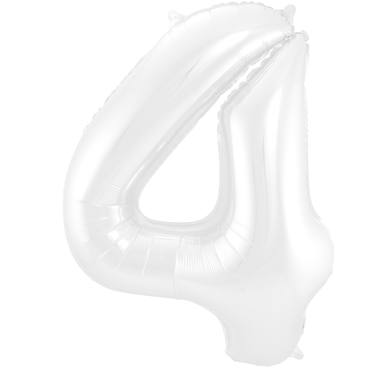 Weißer Folienballon Zahl 4 - Maße: 86 cm