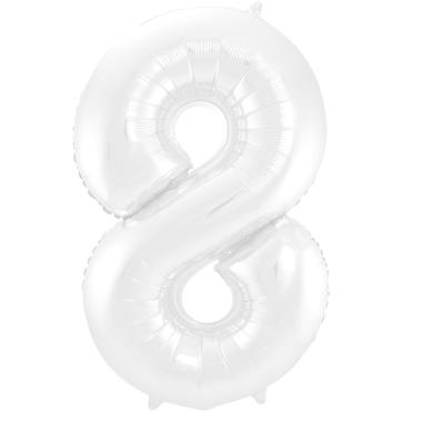 Weißer Folienballon Zahl 8 - Maße: 86 cm