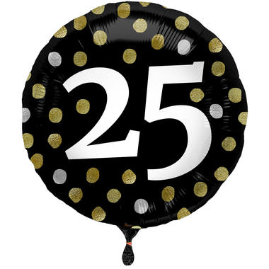 Ballon Glossy Happy Birthday 25, schwarz
