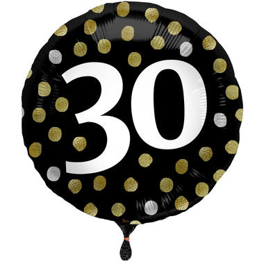Ballon Glossy Happy Birthday 30, schwarz