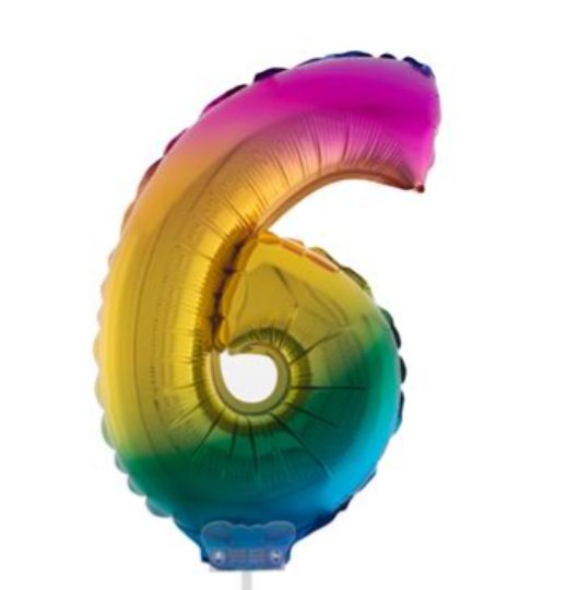 Folienballon mit Stab 6 Regenbogen