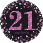 Teller zum 21. Geburtstag Sparkling pink
