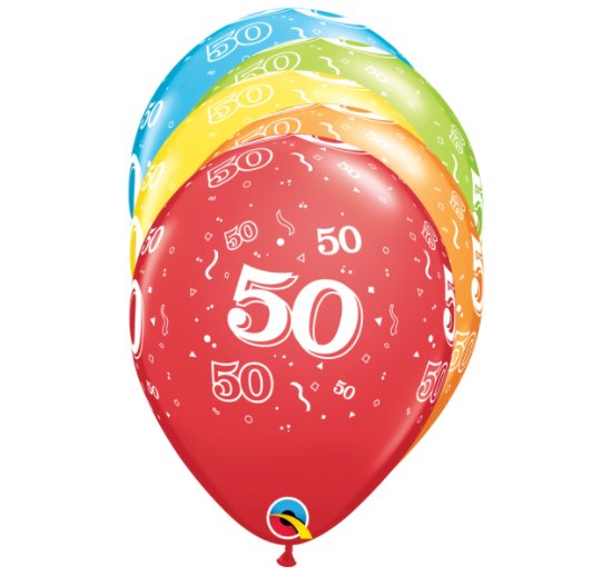 Qualatex Ballons - Zahl 50, bunt