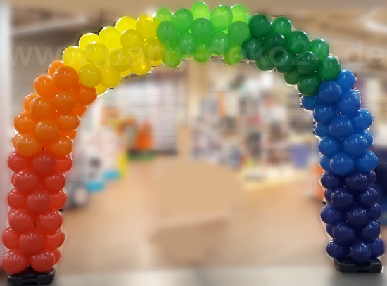 Kindergeburtstag feiern: Besonderen Dekoration mit Luftballons als Regenbogen / Ballonbogen