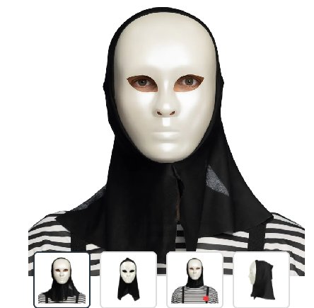 Maske Pantomime mit Kapuze, weiß