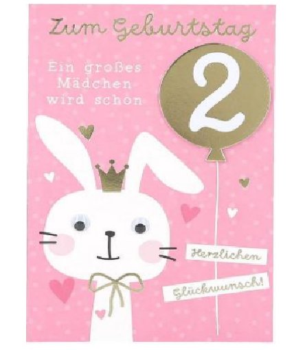 Karte zum 2.Geburtstag - Mädchen