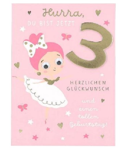 Karte zum 3.Geburtstag - Mädchen Karte zum 3.Geburtstag - Mädchen