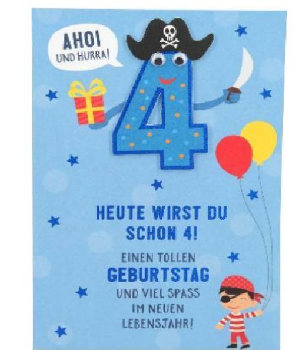 Karte zum 4.Geburtstag - Jungen Karte zum 4.Geburtstag - Jungen