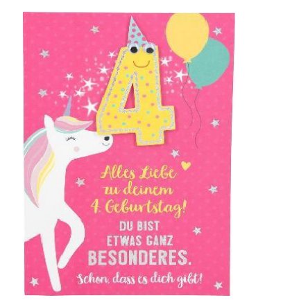 Karte zum 4.Geburtstag - Mädchen Karte zum 4.Geburtstag - Mädchen