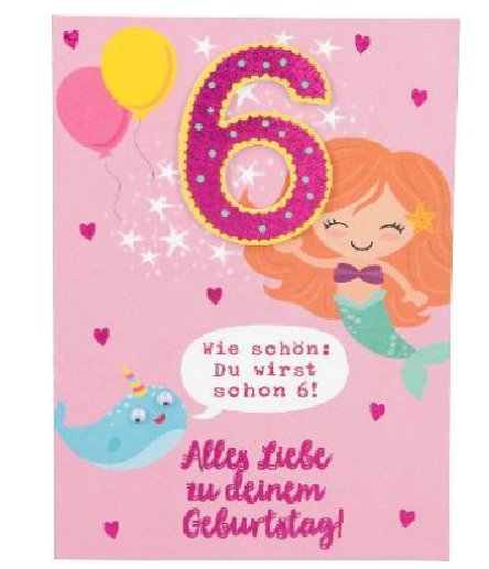 Karte zum 6.Geburtstag für Mädchen Karte zum 6.Geburtstag für Mädchen