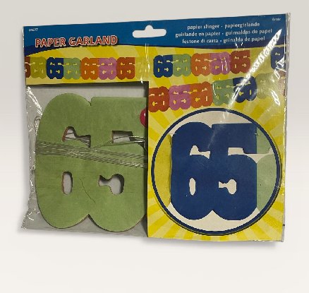 Papier Girlande mit Zahl 65