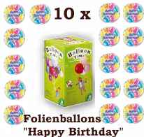 Geburtstag 10 Folienballons + Helium