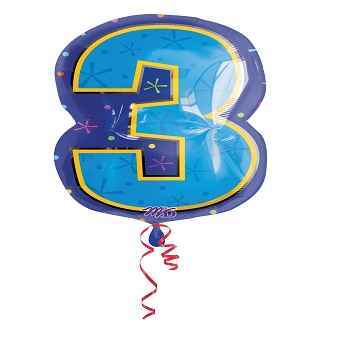 Folienballon Zahl 3 mit Helium