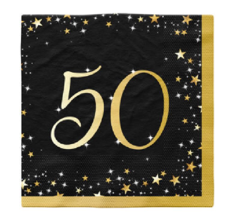 Servietten zum 50.Geburtstag Starlight Servietten zum 50.Geburtstag Starlight