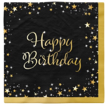 Geburtstag Servietten Starlight, gold