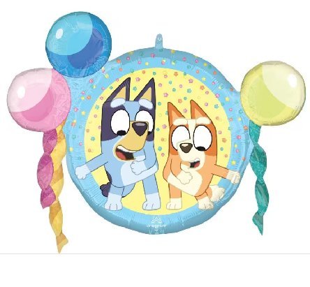 Folienballon Bluey rund mit Ballons Folienballon Bluey rund mit Ballons