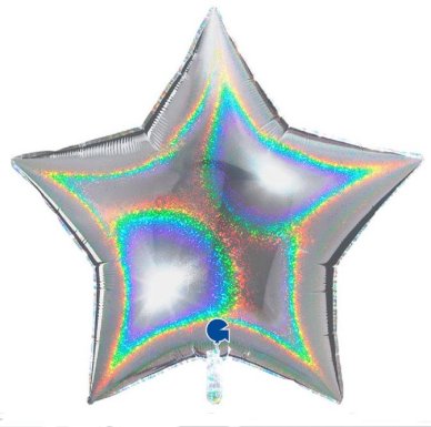 Stern Glitter Holograhic Silber, 91 cm