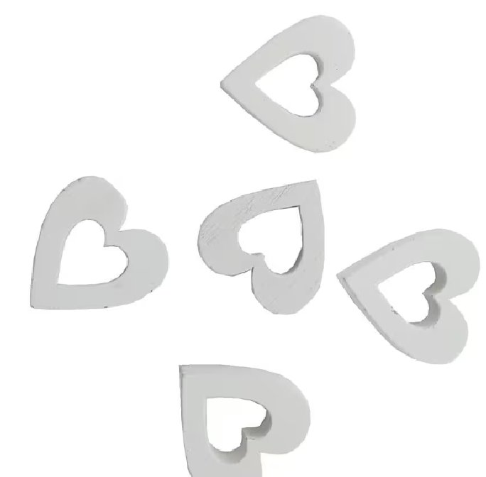 Holzherzen, weiß - 10 Stück, 3 cm Holzherzen, weiß - 10 Stück, 3 cm