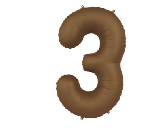 Folienballon Zahl 3 Choco Brown, 86 cm Folienballon Zahl 3 Choco Brown, 86 cm