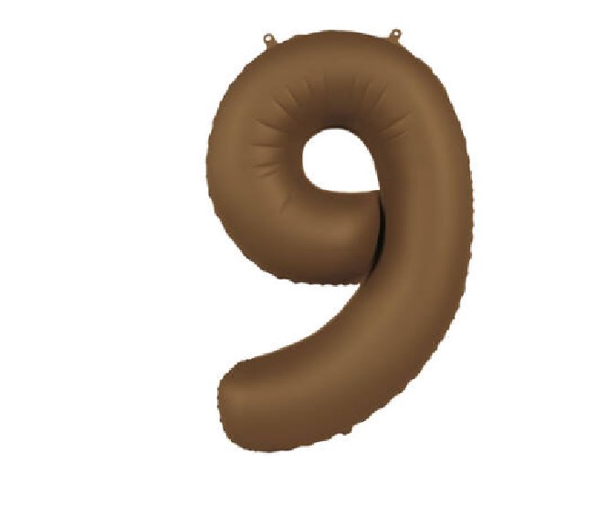 Folienballon Zahl 9 Choco Brown, 86 cm Folienballon Zahl 9 Choco Brown, 86 cm