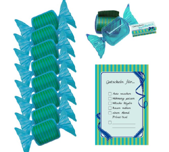 Gutschein Bonbon, 1 Stück - blau Gutschein Bonbon, 1 Stück - blau