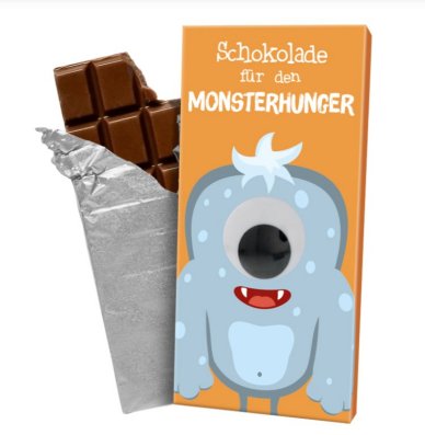 Schokolade mit Wackelauge -Monster