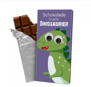 Schokolade mit Wackelaugen - Dino