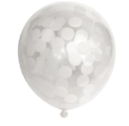 Konfettiballon, weiß, 6 Stück