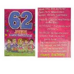 Geburtstagskarte - 62 Jahre