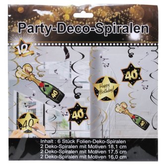 Party-Spirale 40, schwarz/gold, 12-tlg.