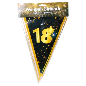 Wimpel Girlande 18, schwarz/gold