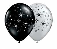 Sparkles & Swirls, silber/schwarz Luftballons