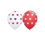 Latexluftballons Big Hearts,weiß/rot