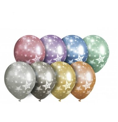 Chrome Luftballons mit Sternchendruck