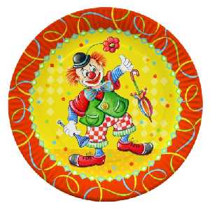 Pappteller mit Clown, 100 Stück