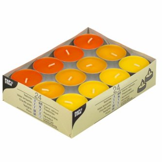 Teelichte Gelb, Orange, Borneo (24 Stück)