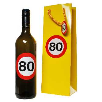 Zum 80. Geburtstag Wein mit Flaschentasche
