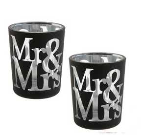 Teelichthalter Mr. & Mrs. im 2er Set