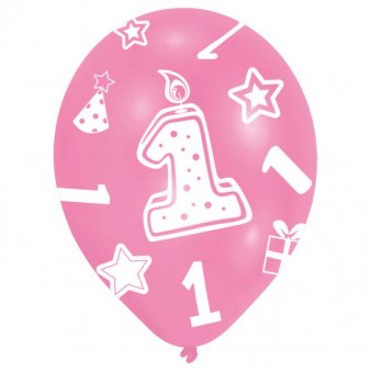 Luftballons mit Zahl 1, rosa Mädchen