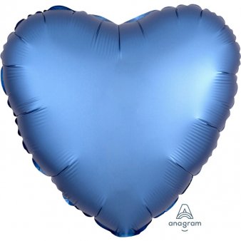 Satin Luxe Blau Folienballon, Herz